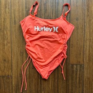 Hurley Orange White Logo One-Piece Side Cinch Swimsuit